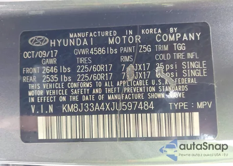 2018 Hyundai Tucson Sel from USA, damaged, VIN KM8J33A4XJU597484